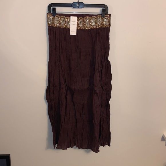 Striped Silk Maxi Skirt With Side Zipper - Picture 1 of 4